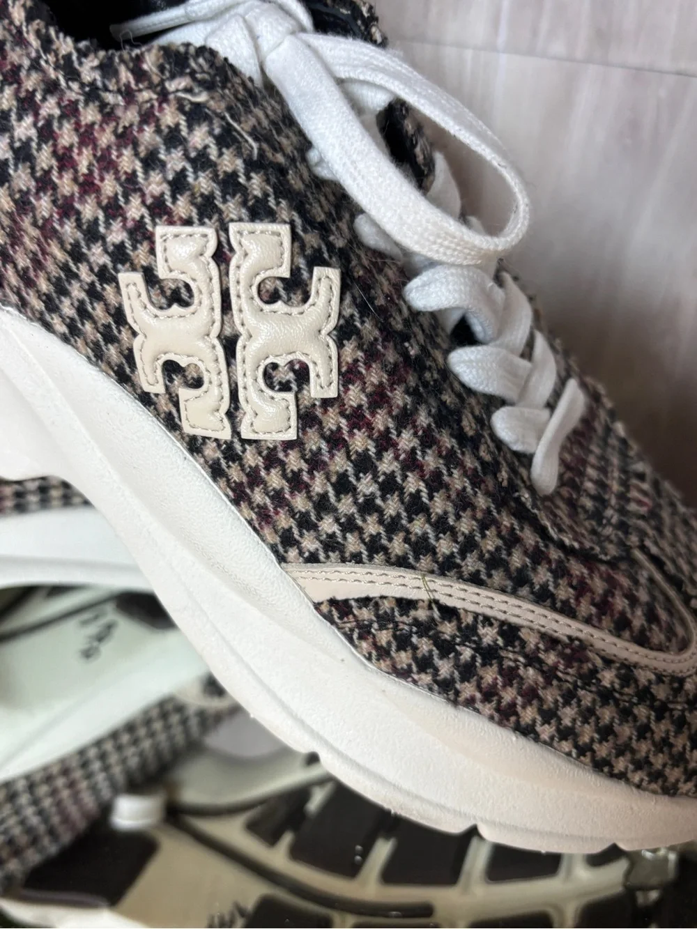 Tory Burch Good Luck Trainer Houndstooth Tweed Sneakers Women’s